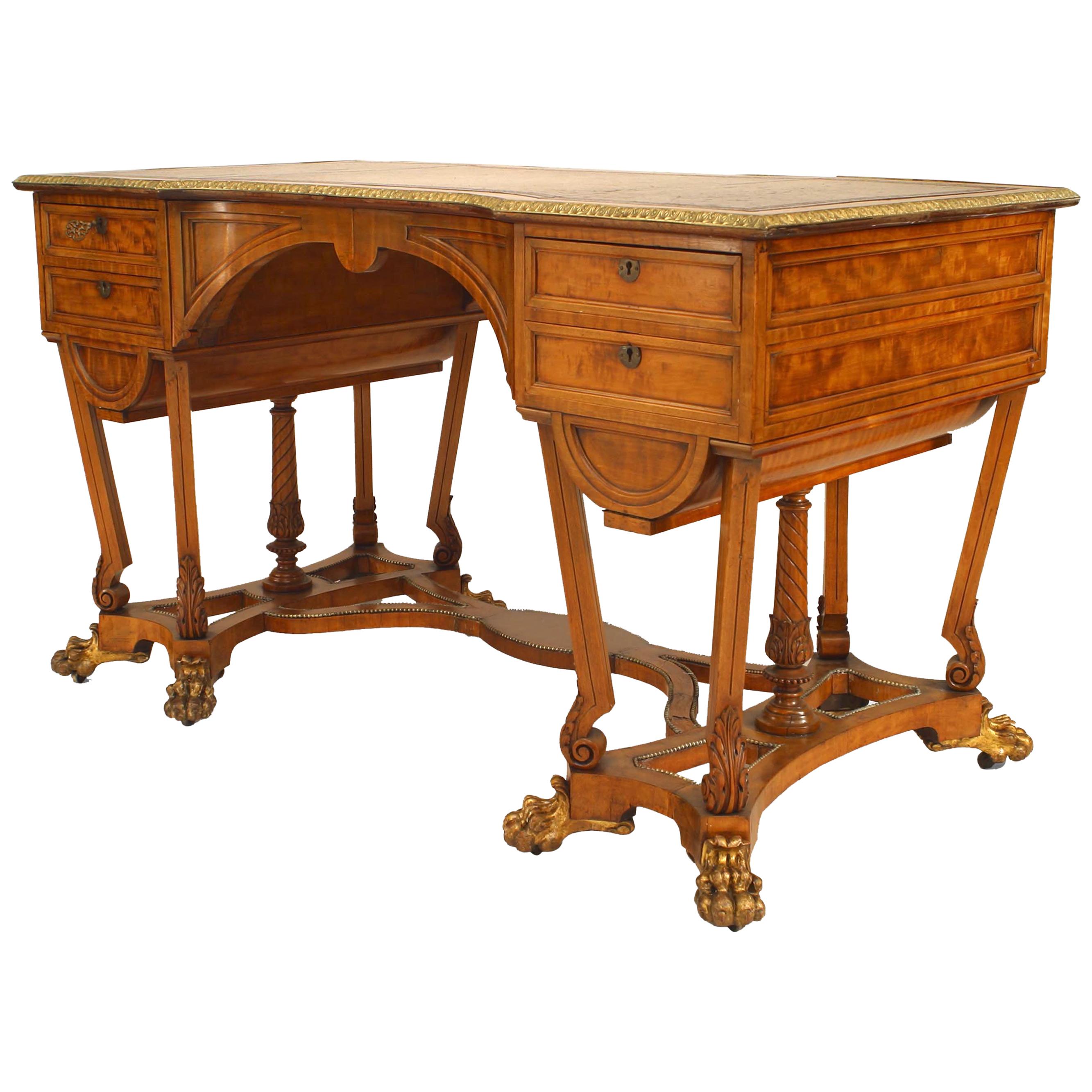 English Regency Style Satinwood Desk For Sale