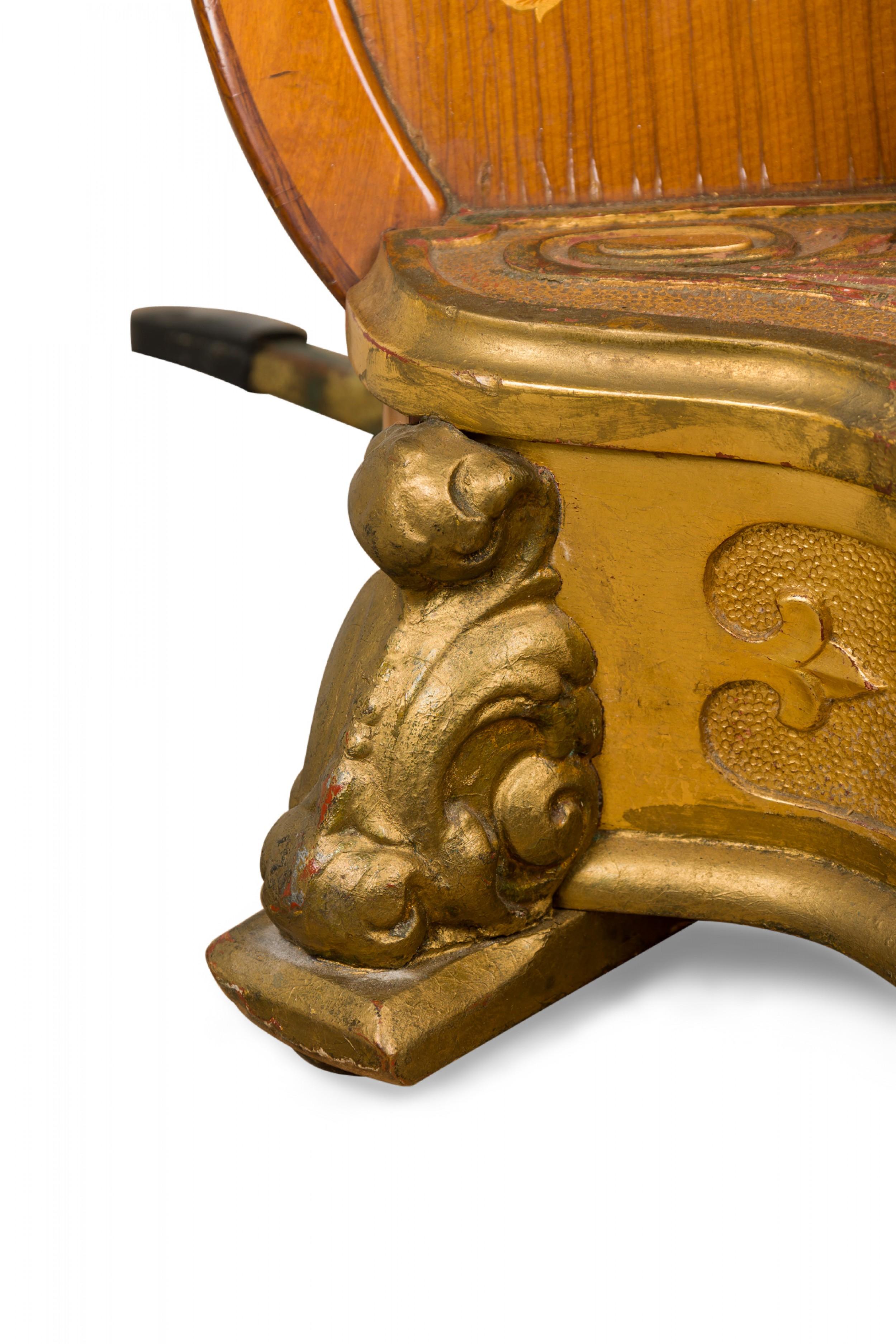 English Regency Style Giltwood & Brass Double Action 7-Pedal Harp en vente 3