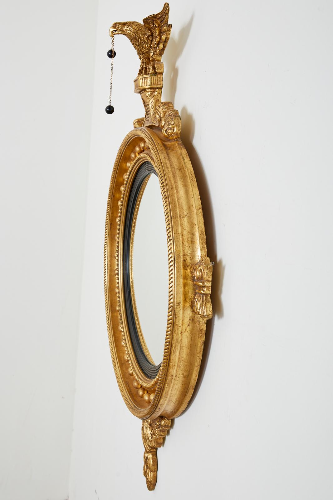English Regency Style Giltwood Convex Girandole Mirror For Sale 3