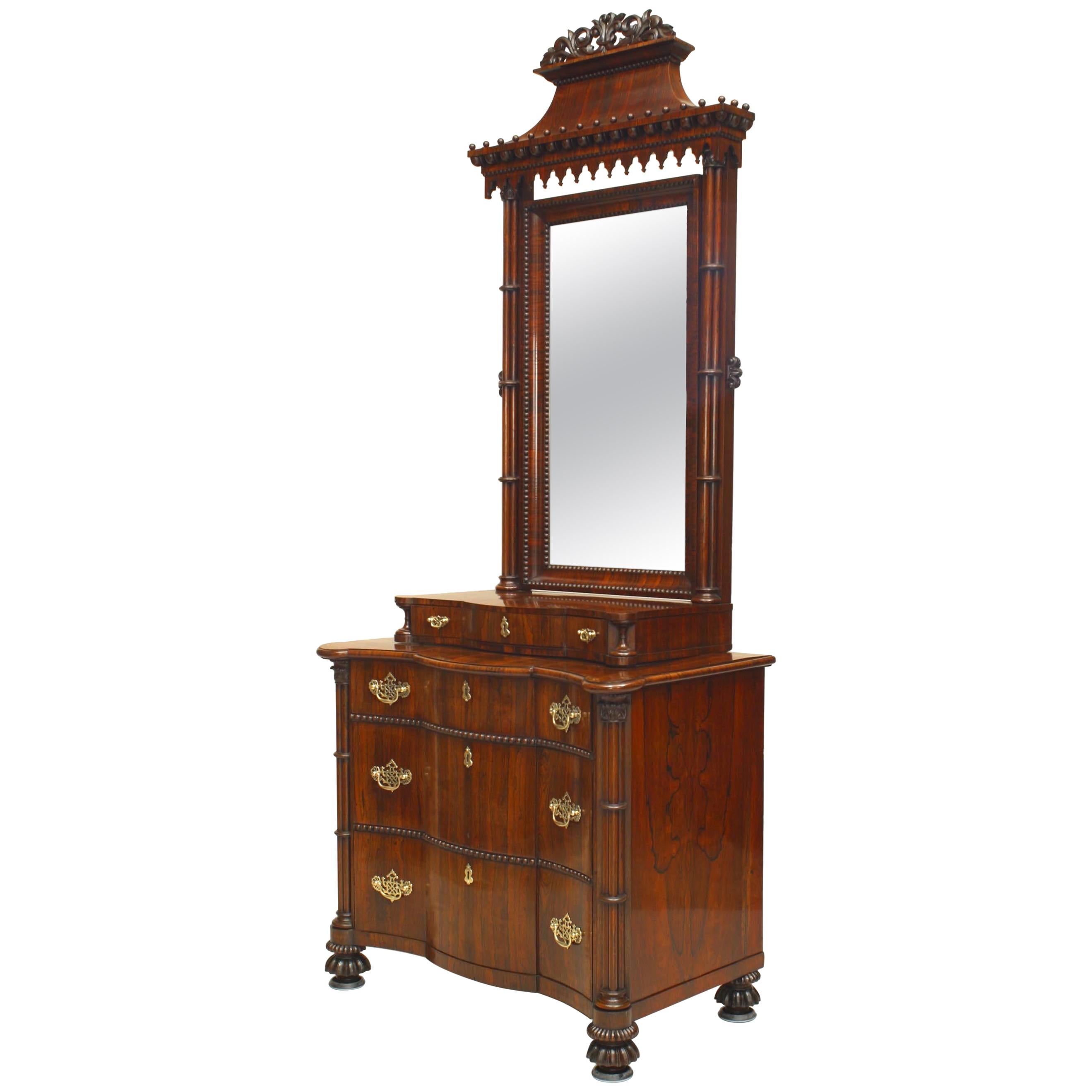 English Regency Style Rosewood Gothic Dresser For Sale