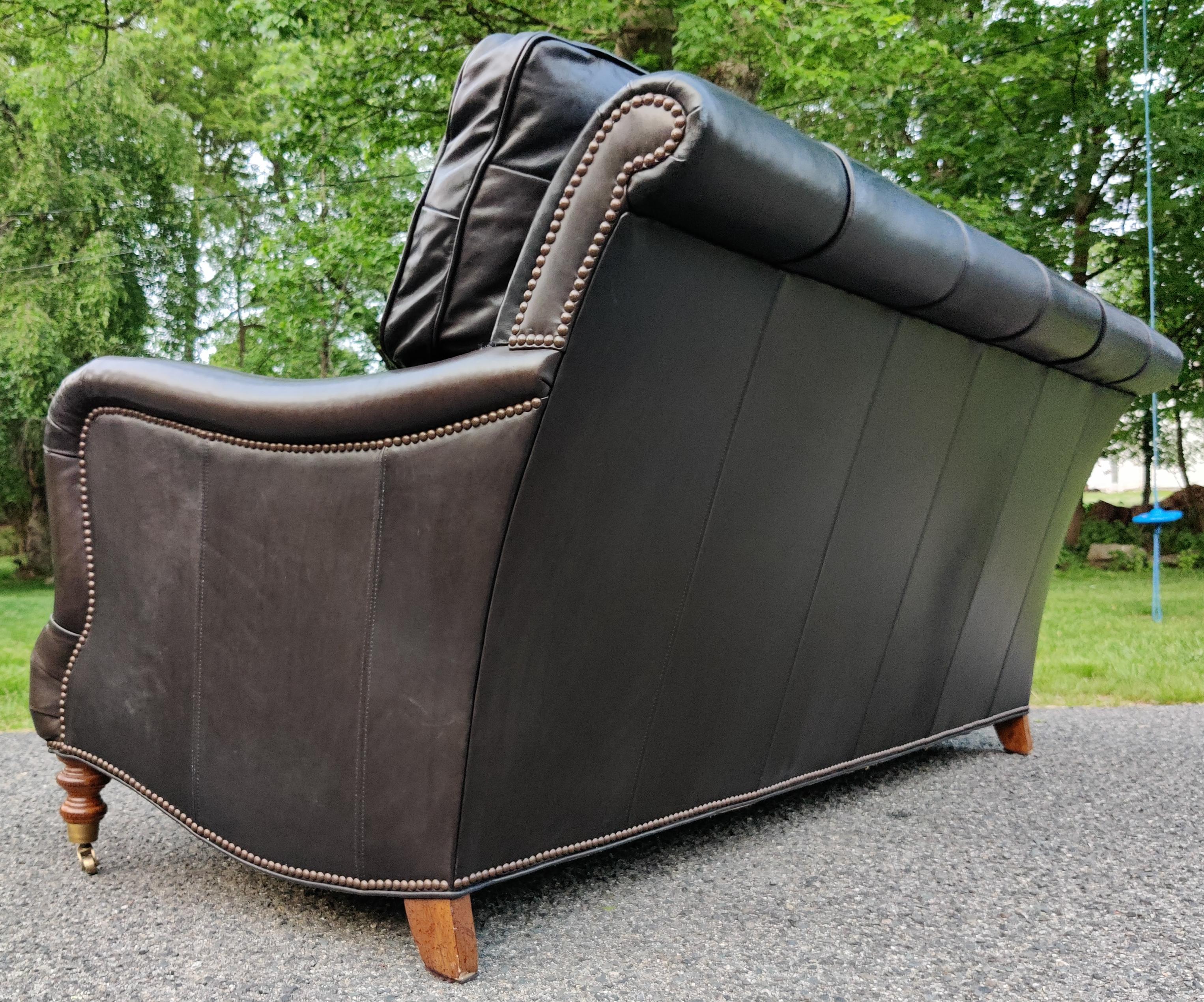 English Regency Style Hartwell Espresso Color Leather Sofa Wesley Hall