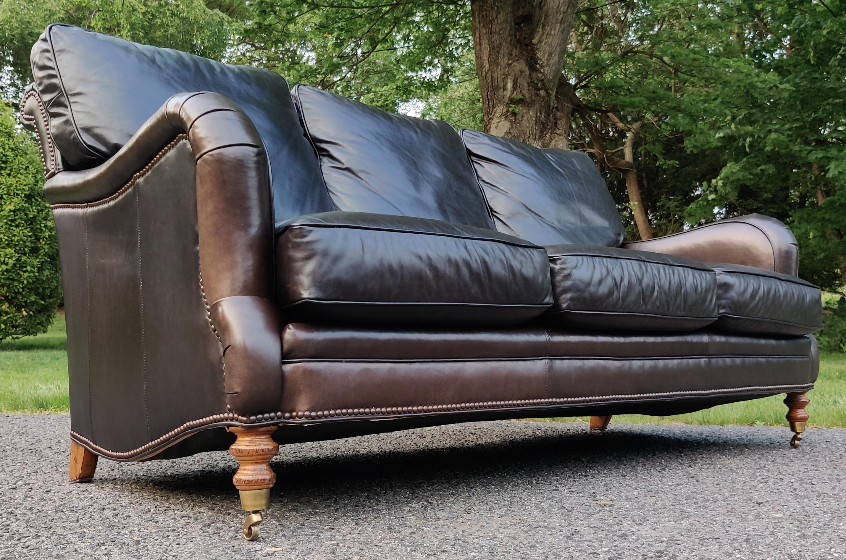English Regency Style Hartwell Espresso Color Leather Sofa Wesley Hall ...