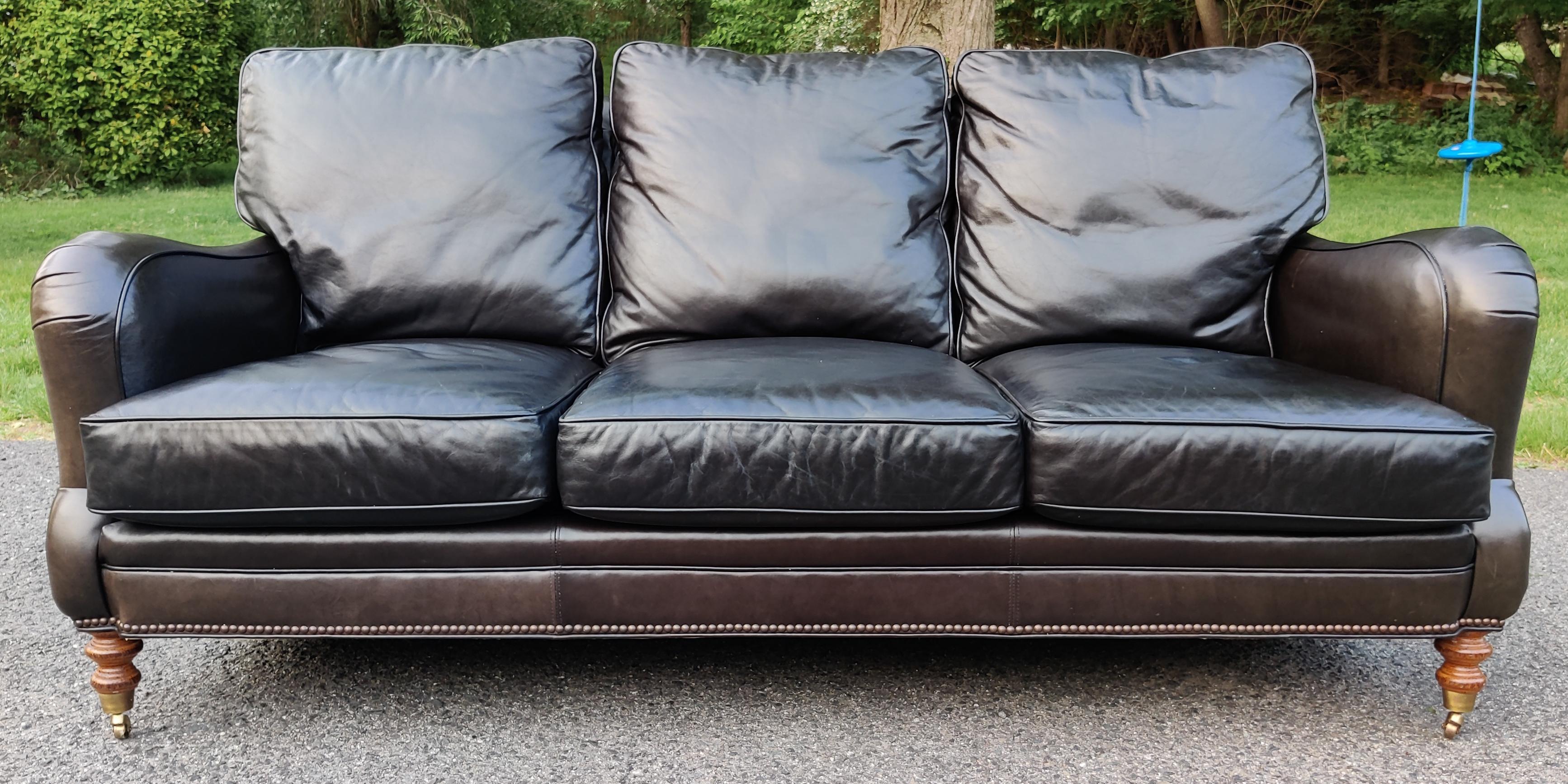 English Regency Style Hartwell Espresso Color Leather Sofa Wesley Hall ...