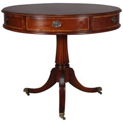 English Regency Style Inlaid Mahogany 6-Drawer Center Table by Lexington