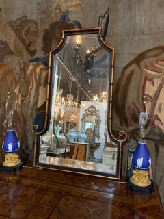 English Regency Style Lacquered Steel Mirror