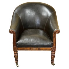 English Regency Style Leather Tub Chair by Theodore Alexander