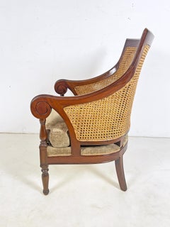 English Regency Style Library Bergere in Mahogany and Cane