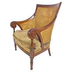 English Regency Style Library Bergere in Mahogany and Cane