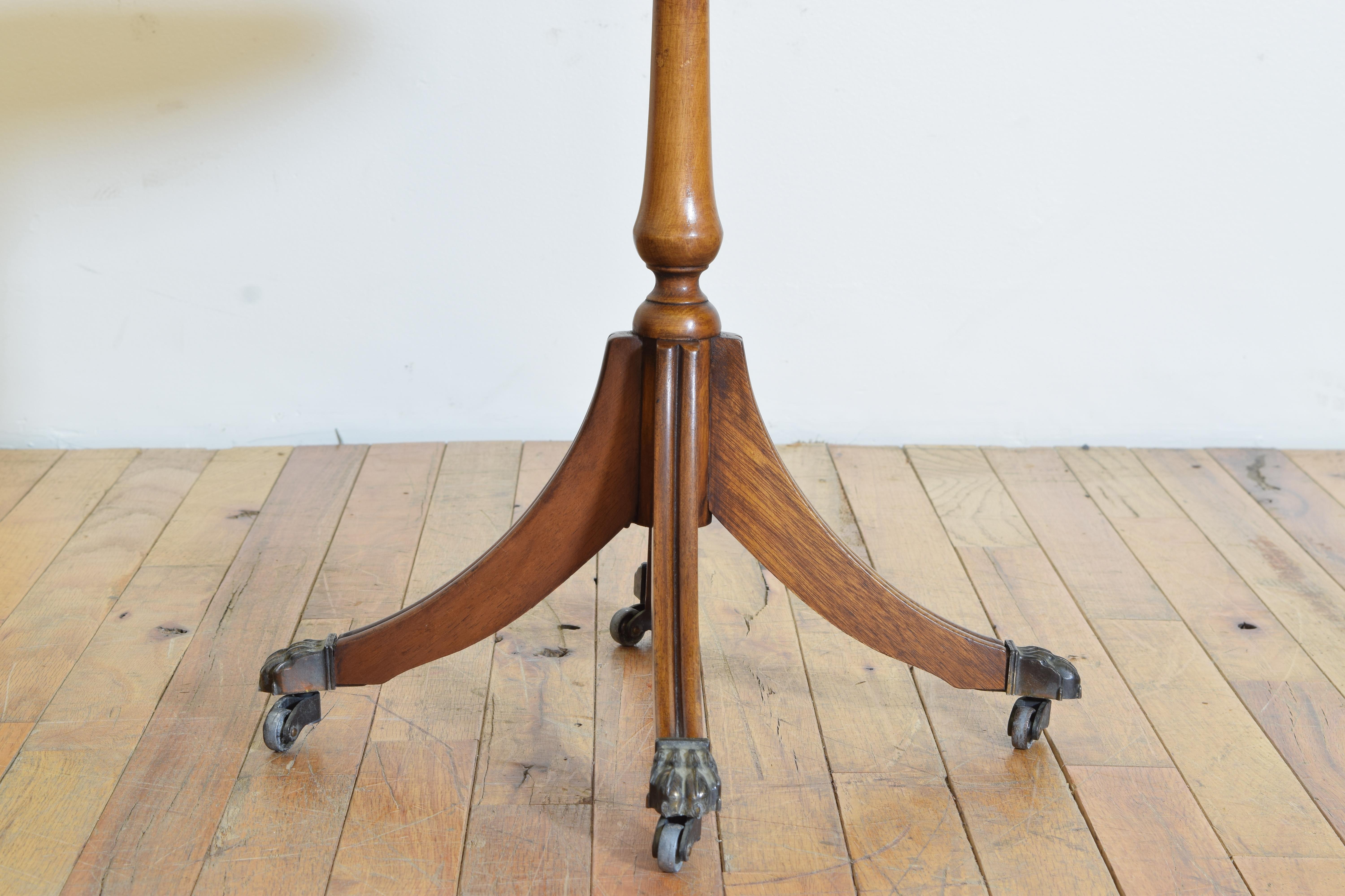 English Regency Style Light Walnut, Leather, & Brass Cocktail Table, ca. 1950’s For Sale 1