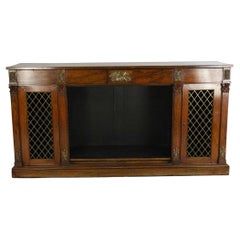 English Regency Style Mahogany and Brass Sideboard / Cabinet