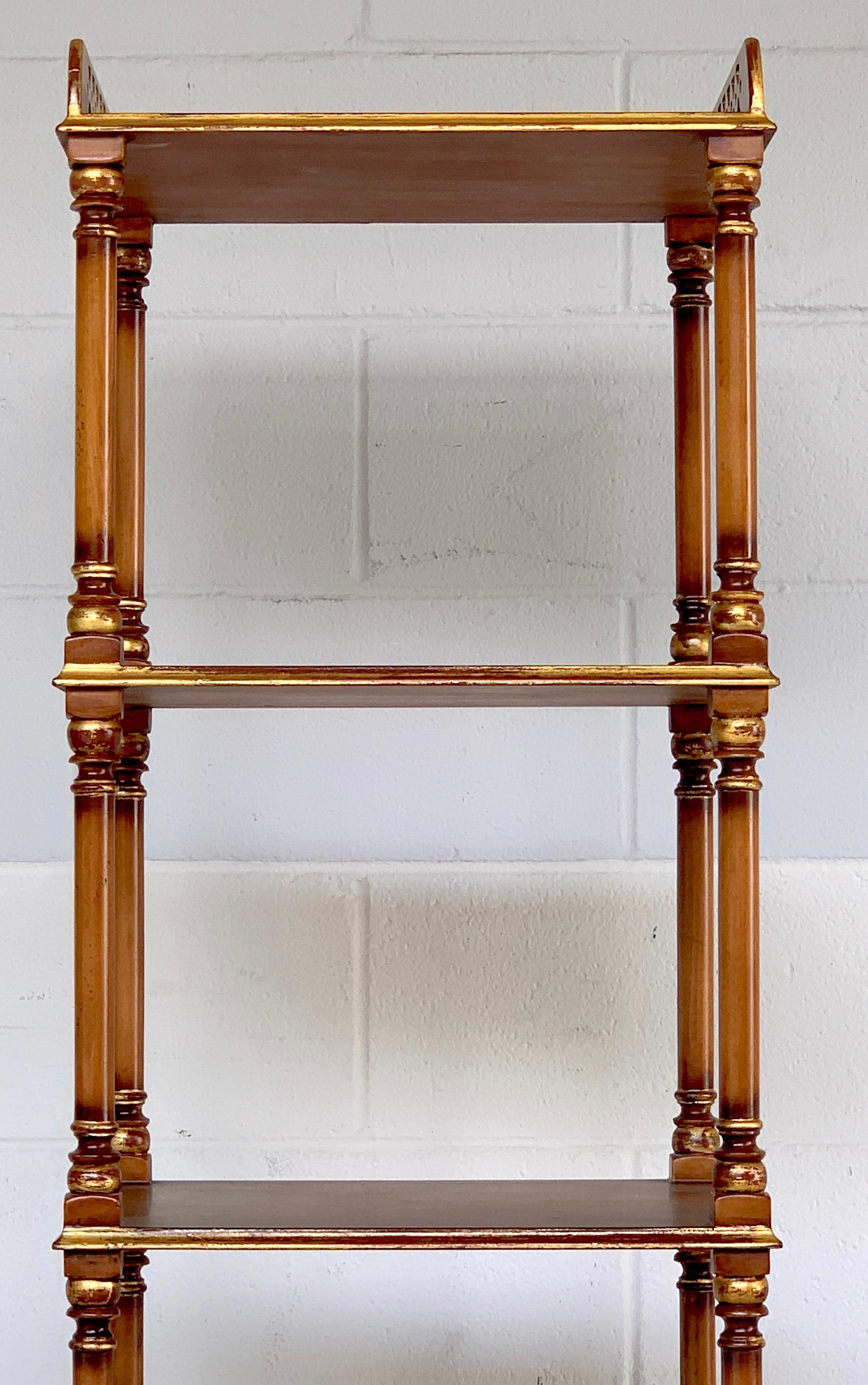 English Regency Style Mahogany and Burl Three-Tier Étagère In Good Condition In West Palm Beach, FL