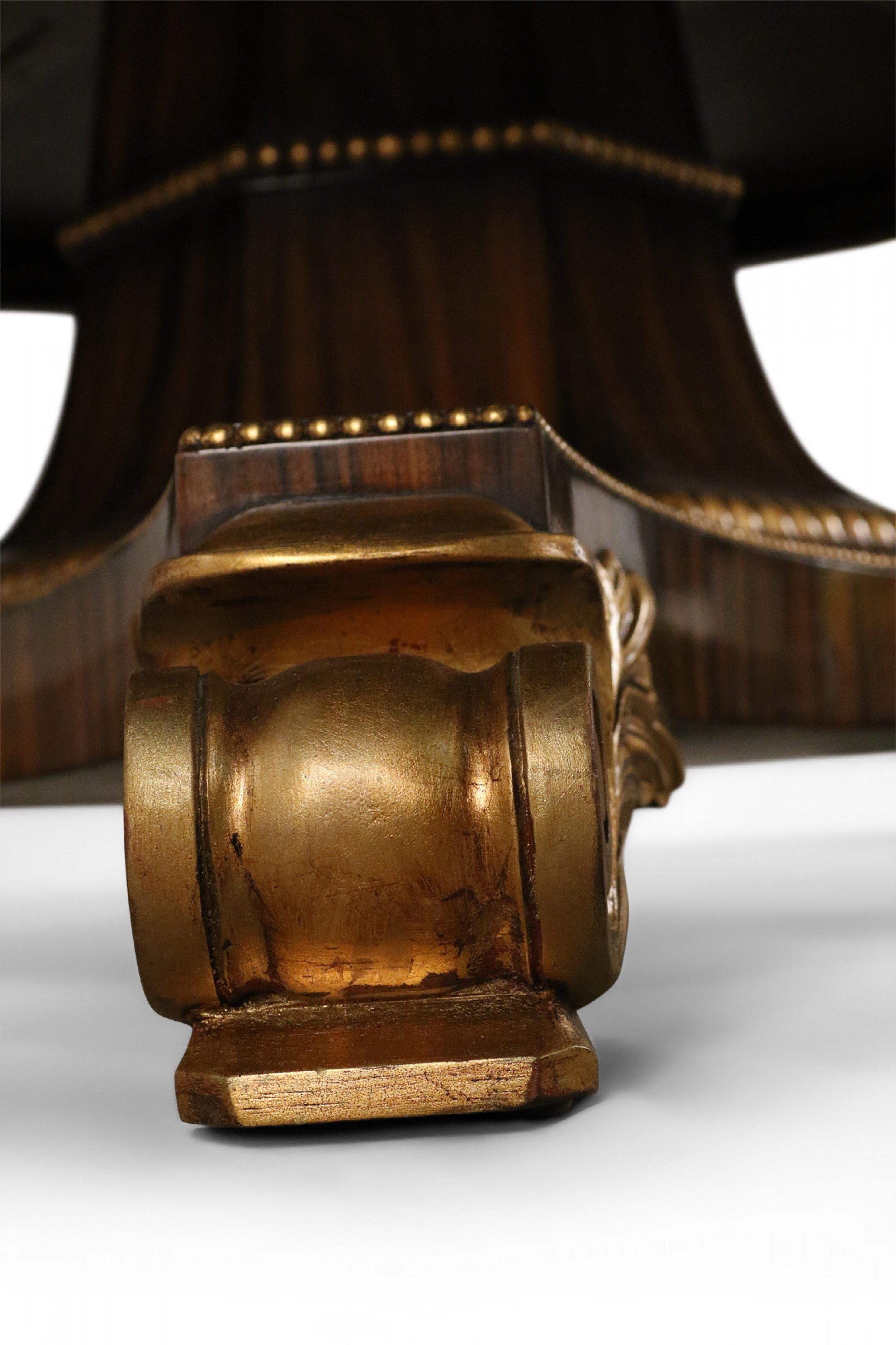 Englischer runder Mitteltisch im Regency-Stil aus Mahagoni und vergoldetem Holz im Angebot 5
