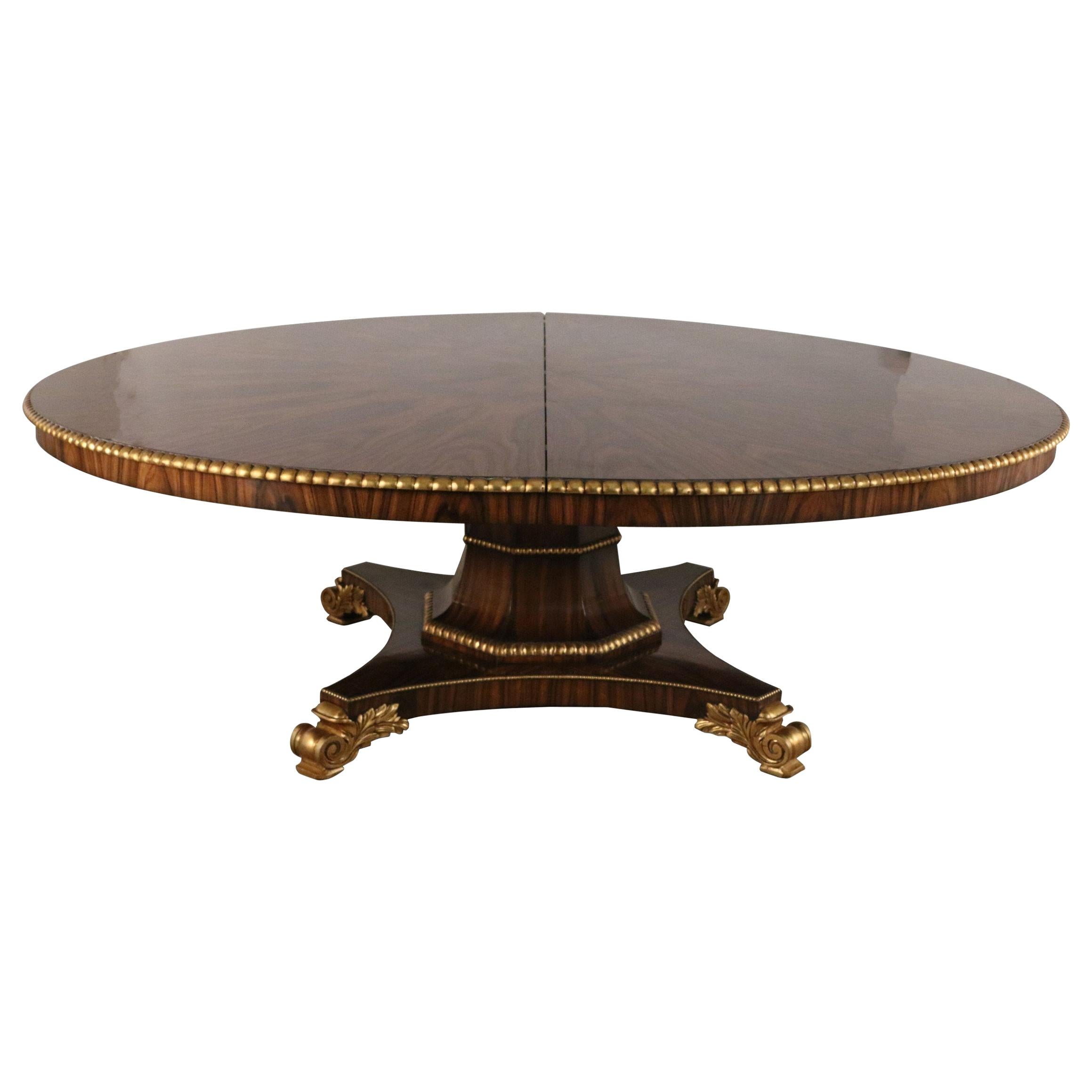English Regency Style Mahogany and Giltwood Round Center Table