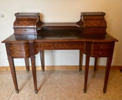 English Regency Style Mahogany and Satinwood Inlaid Carlton House Desk