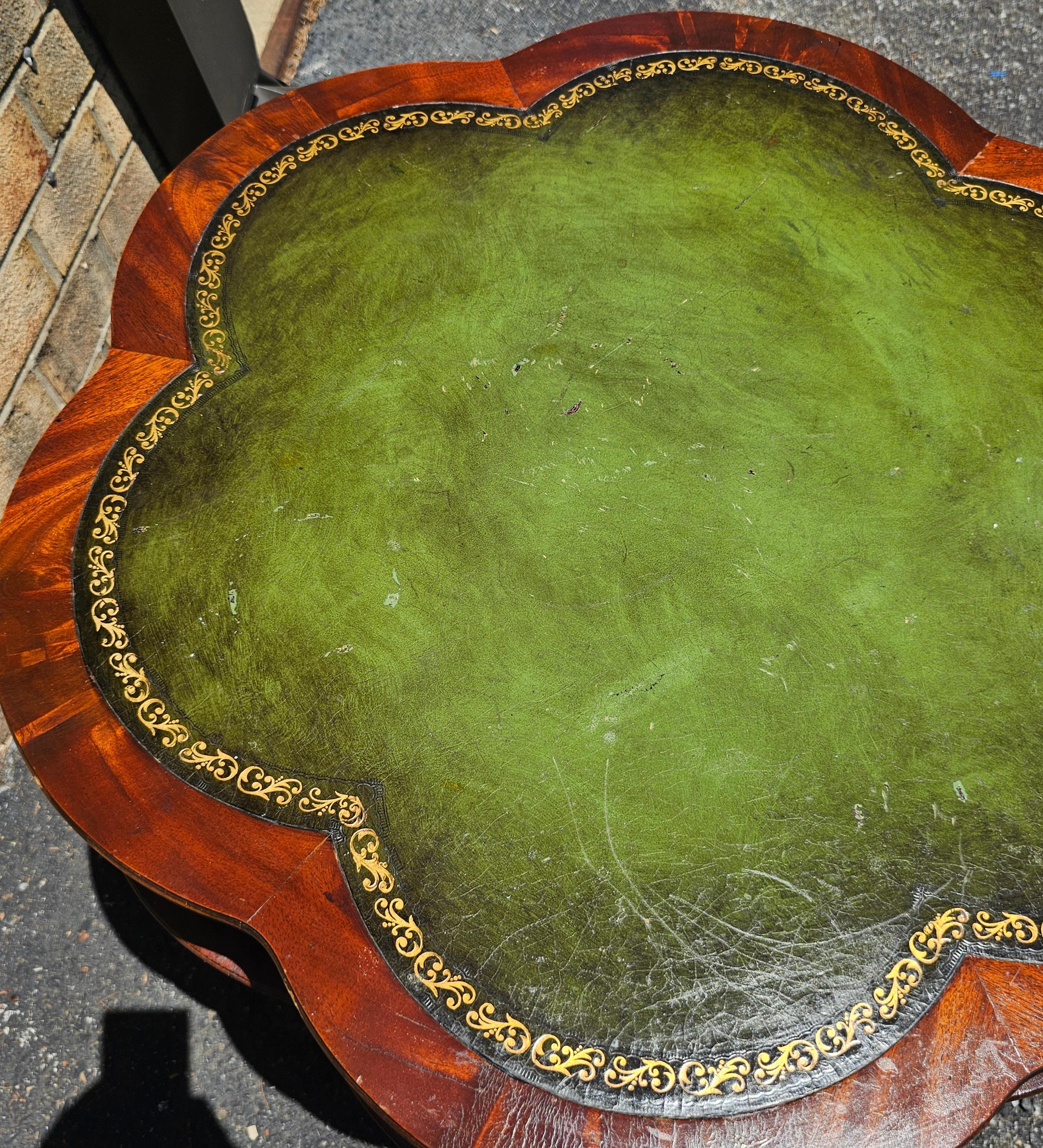 English Regency Style Mahogany and Tooled Leather Inset Top Two Tier Table For Sale 8