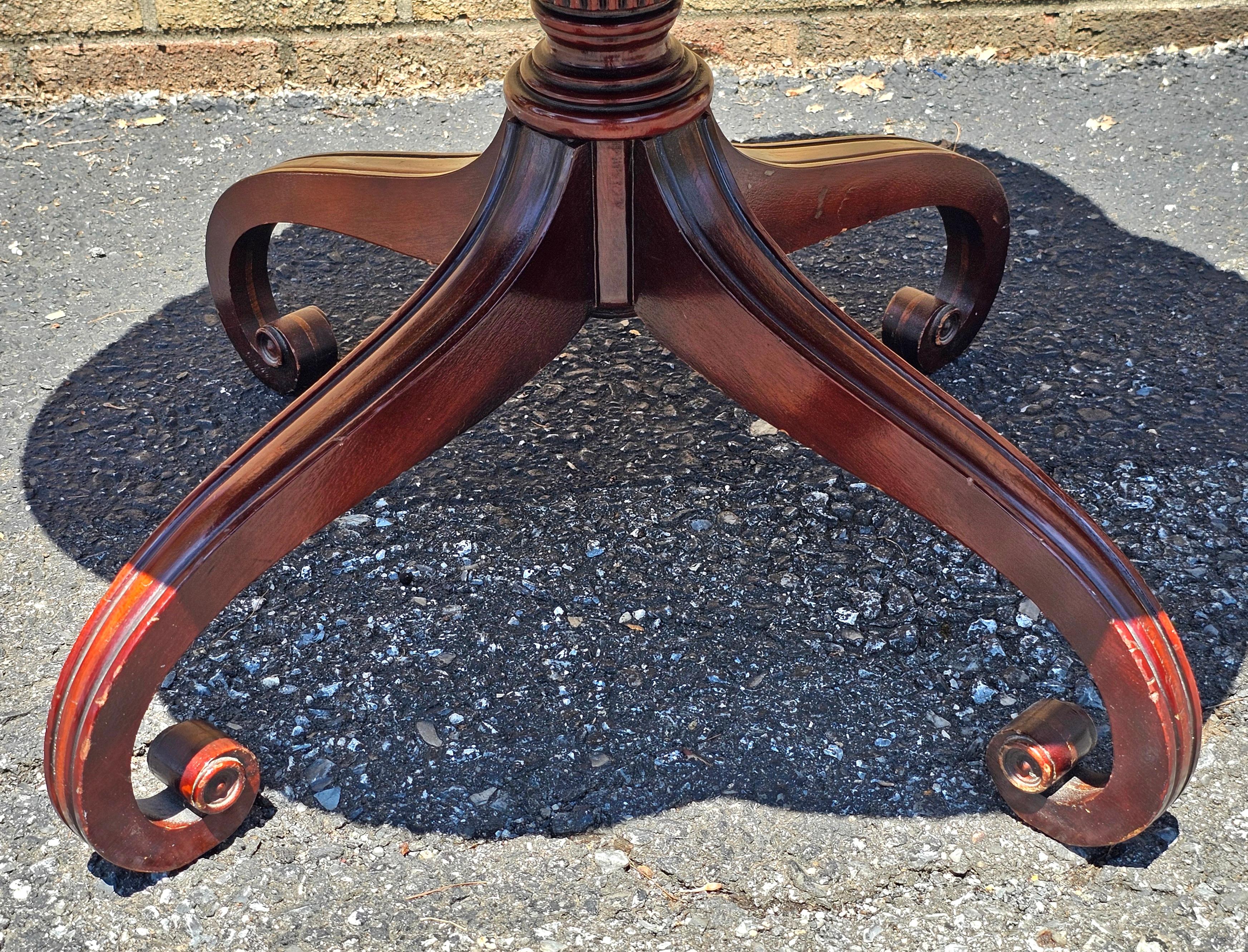 20th Century English Regency Style Mahogany and Tooled Leather Inset Top Two Tier Table For Sale