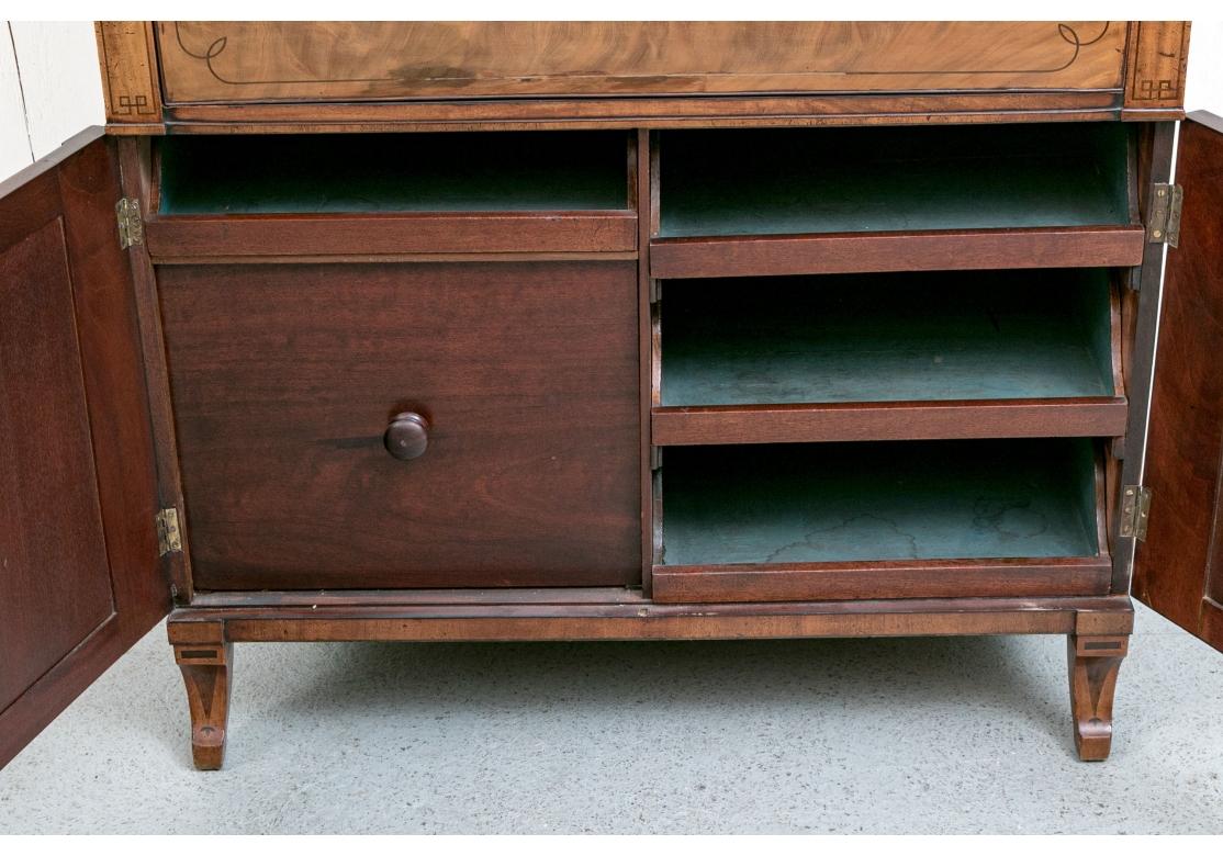 English Regency Style Mahogany Bookcase Cabinet In Two Parts 12