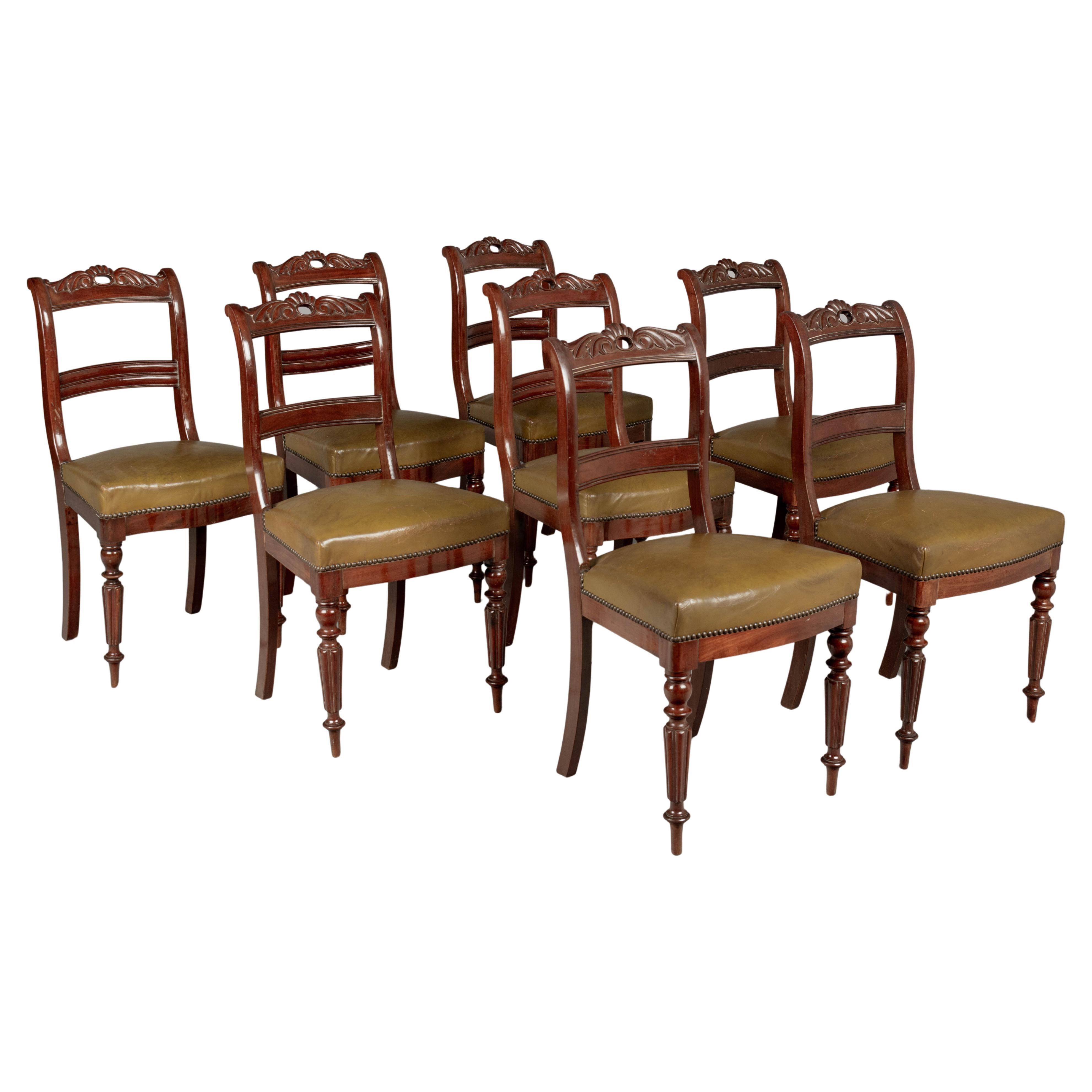 English Regency Style Mahogany Chairs, Set of 8 For Sale