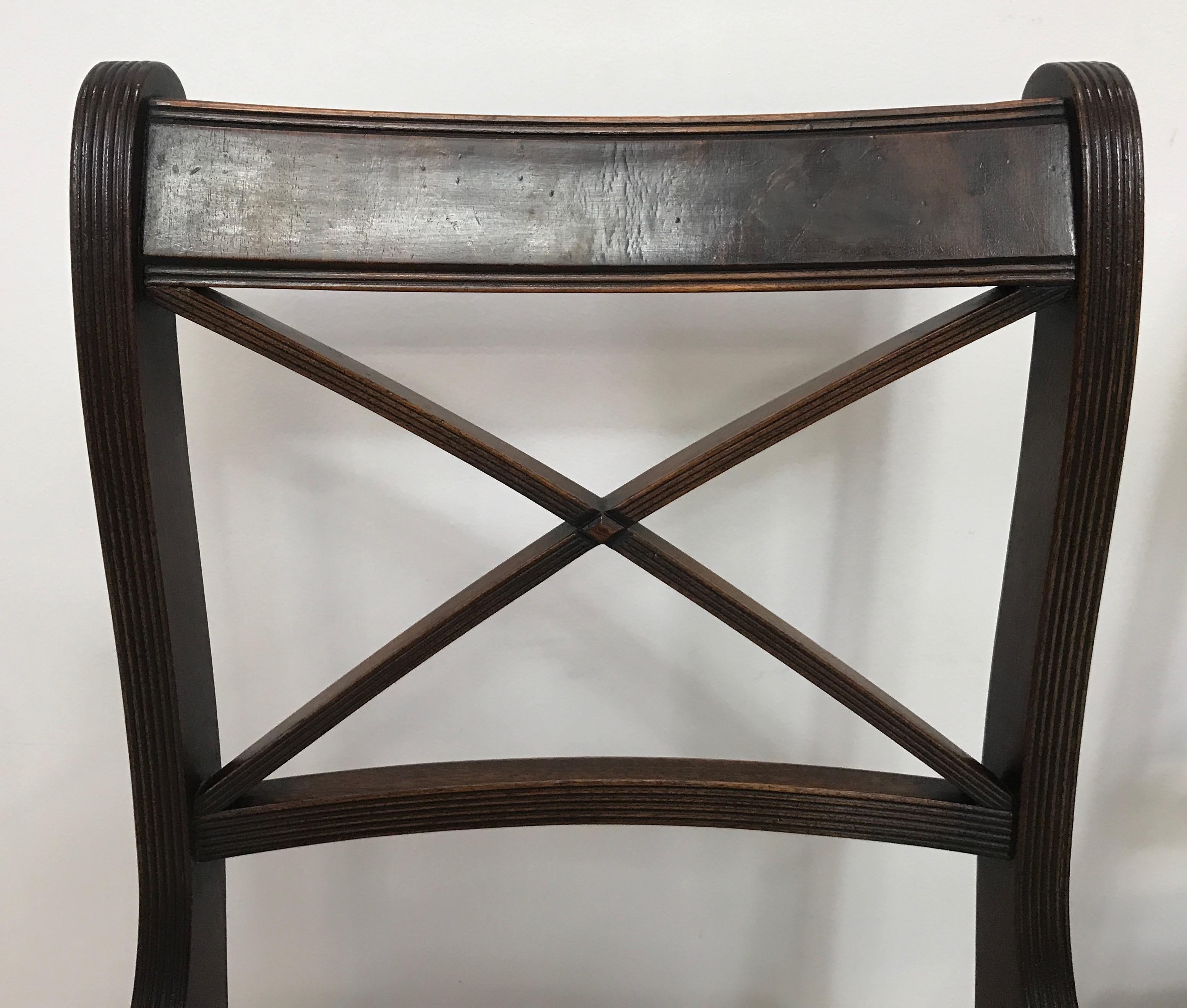 20th Century English Regency Style Mahogany Dining Chairs, Set of Eight