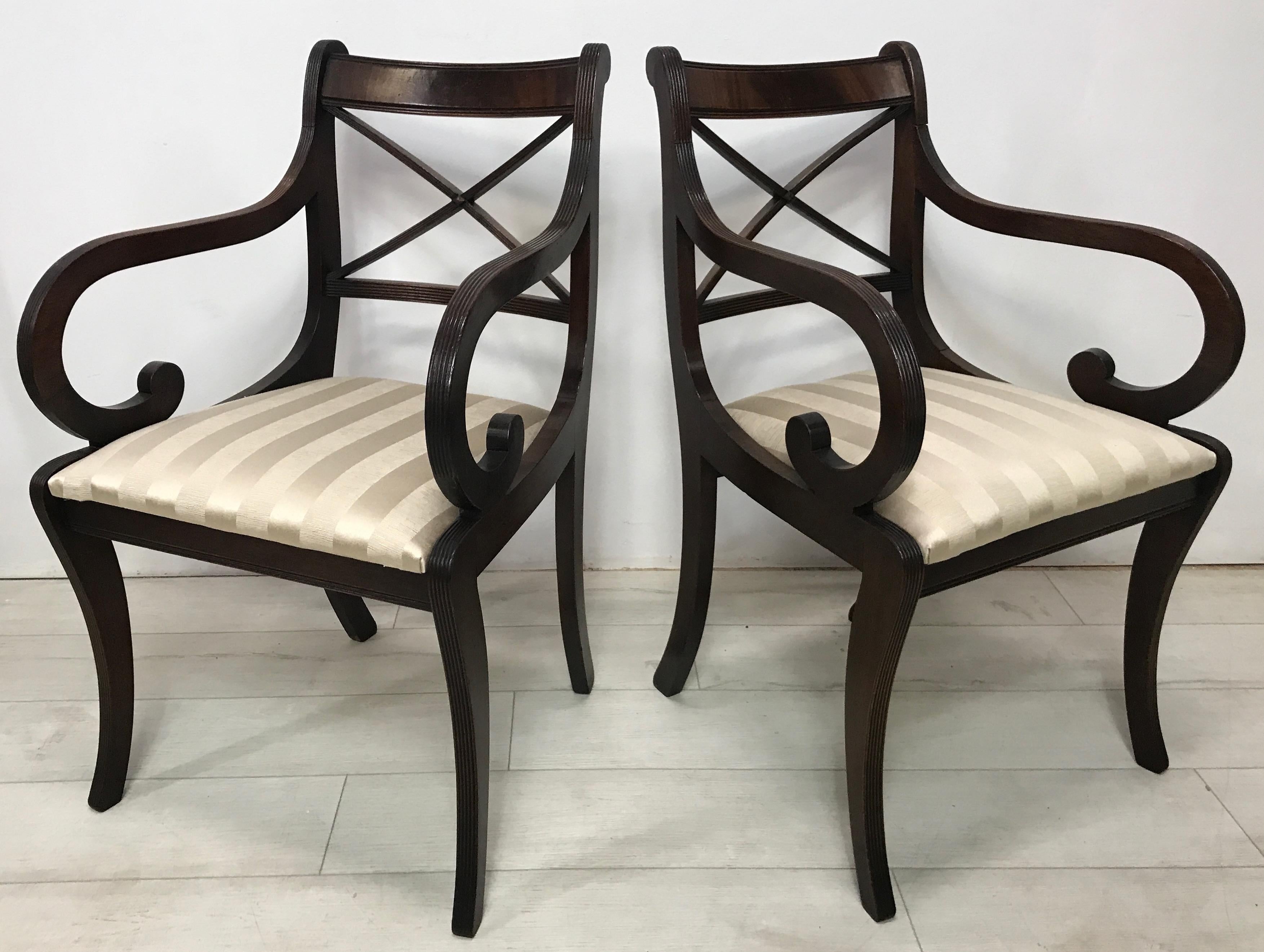 English Regency Style Mahogany Dining Chairs, Set of Eight 1