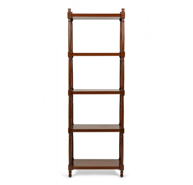 English Regency-Style Mahogany Lattice-Sided 4-Shelf Etagere / Bookshelf In Good Condition In Queens, NY