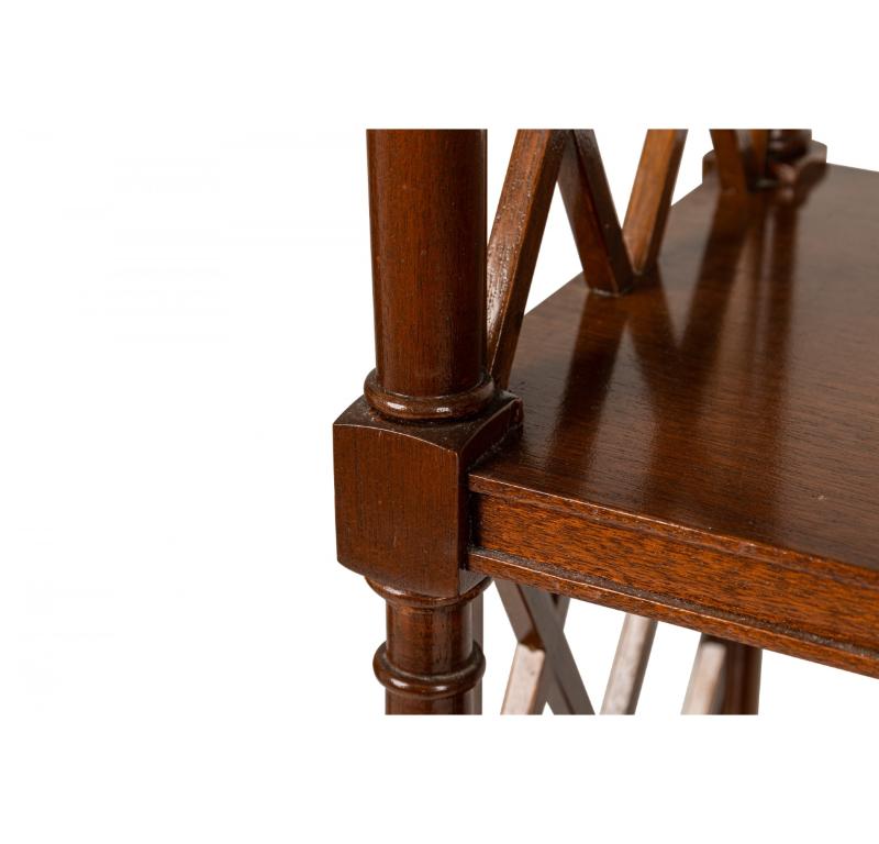 20th Century English Regency-Style Mahogany Lattice-Sided 4-Shelf Etagere / Bookshelf