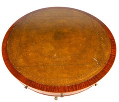 English Regency Style Mahogany Leather Top Drum or Rent Table Late 19th Century