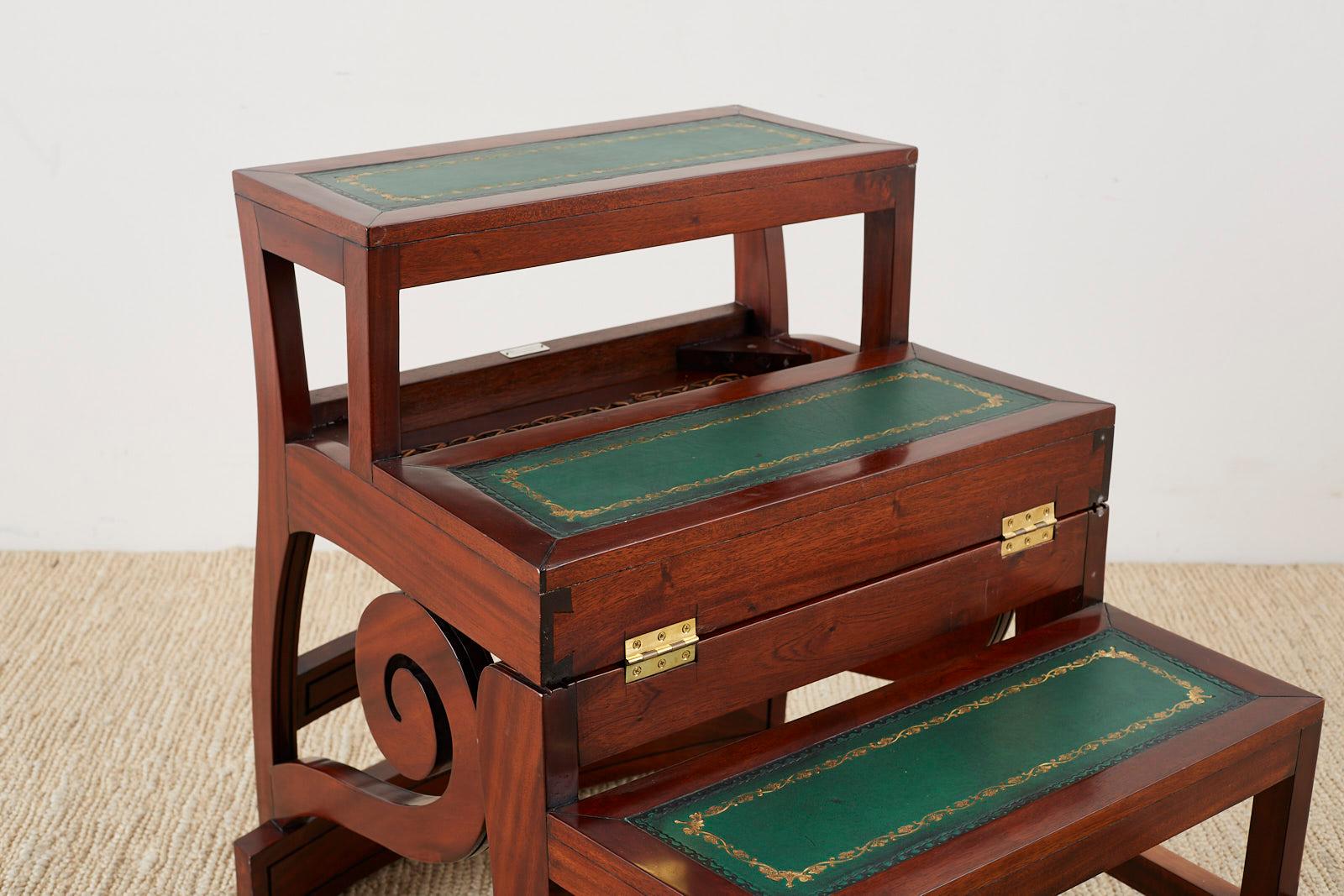 Embossed English Regency Style Mahogany Metamorphic Library Step Chair