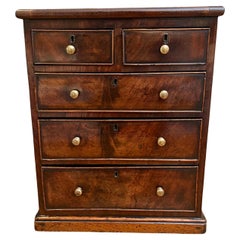 English Regency Style Mahogany Miniature 5 Drawer Chest with Brass Knobs