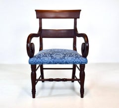 English Regency Style Mahogany Scroll Armchair