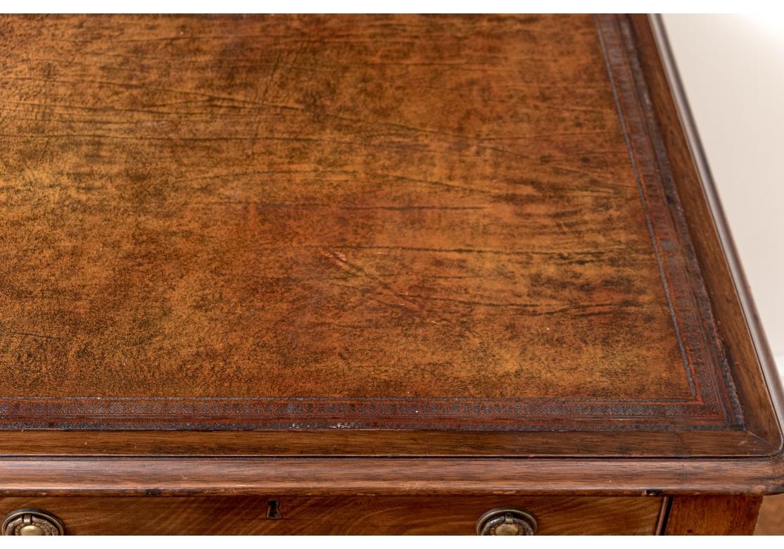 English Regency Style Mahogany Tooled Leather Top Writing Desk For Sale 8