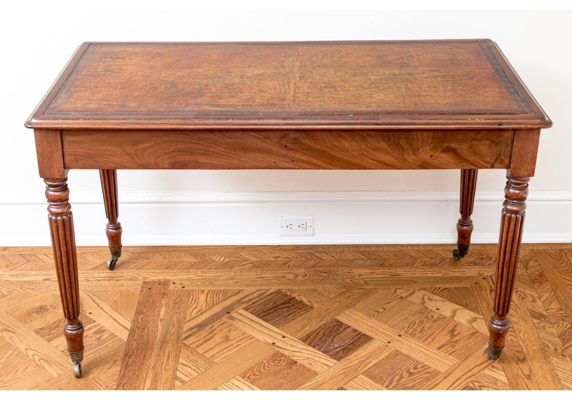English Regency Style Mahogany Tooled Leather Top Writing Desk For Sale 11