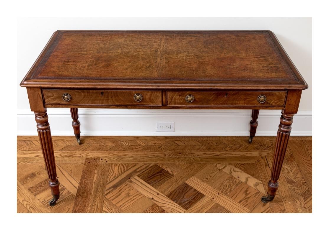 English Regency Style Mahogany Tooled Leather Top Writing Desk For Sale 12