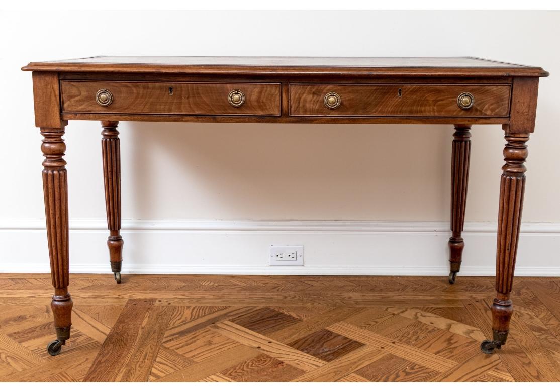 English Regency Style Mahogany Tooled Leather Top Writing Desk For Sale 2