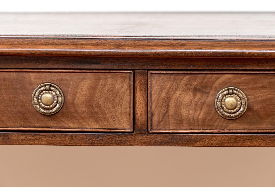 English Regency Style Mahogany Tooled Leather Top Writing Desk For Sale 3