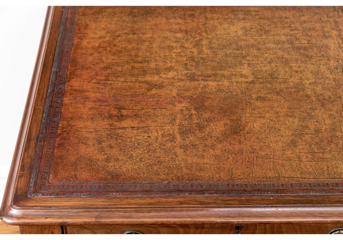 English Regency Style Mahogany Tooled Leather Top Writing Desk For Sale 4