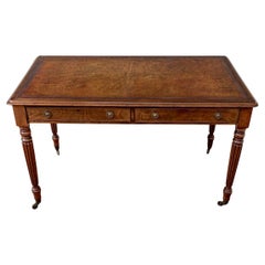 English Regency Style Mahogany Tooled Leather Top Writing Desk