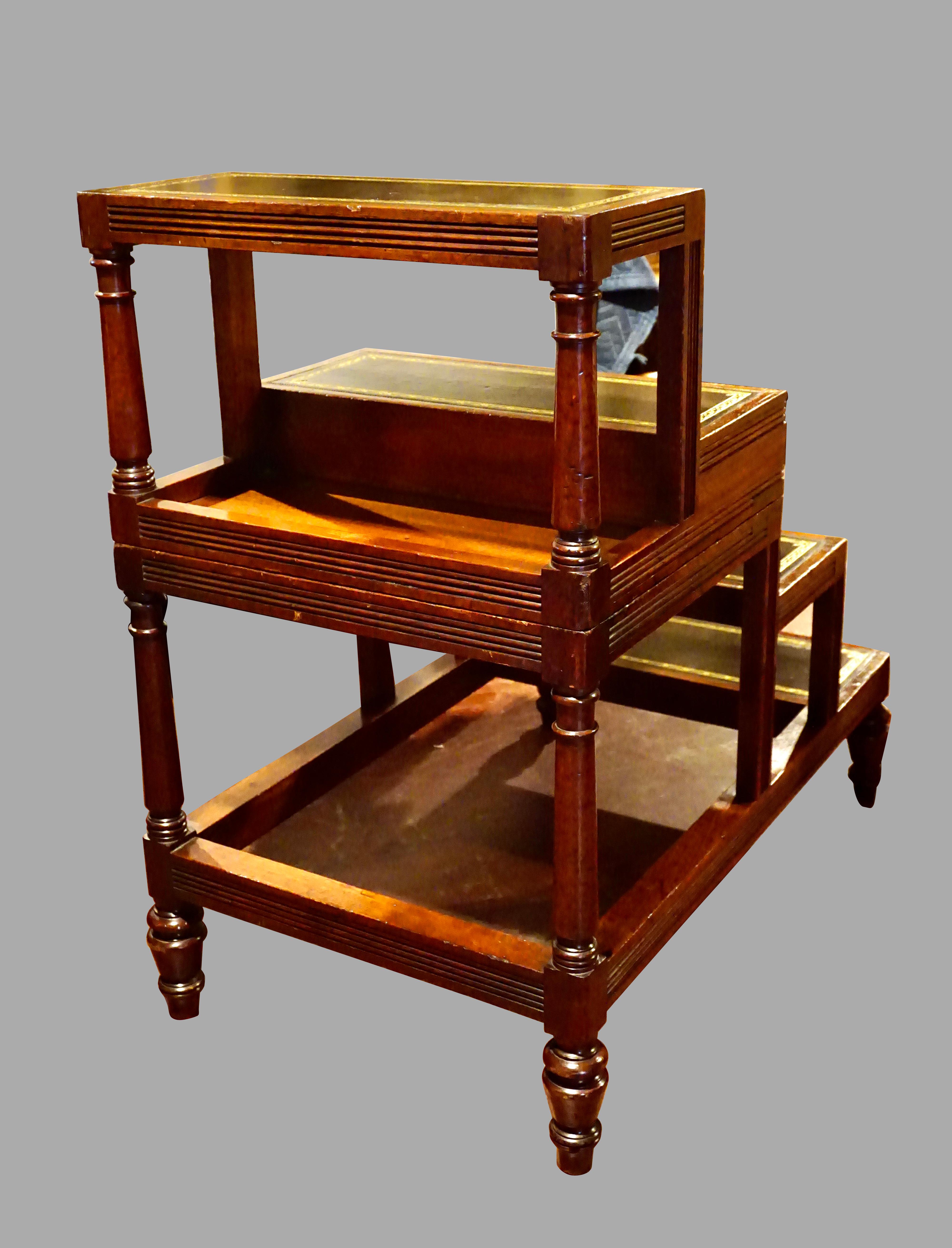 English Regency Style Metamorphic Library Table with Leather Lined Steps In Good Condition In San Francisco, CA