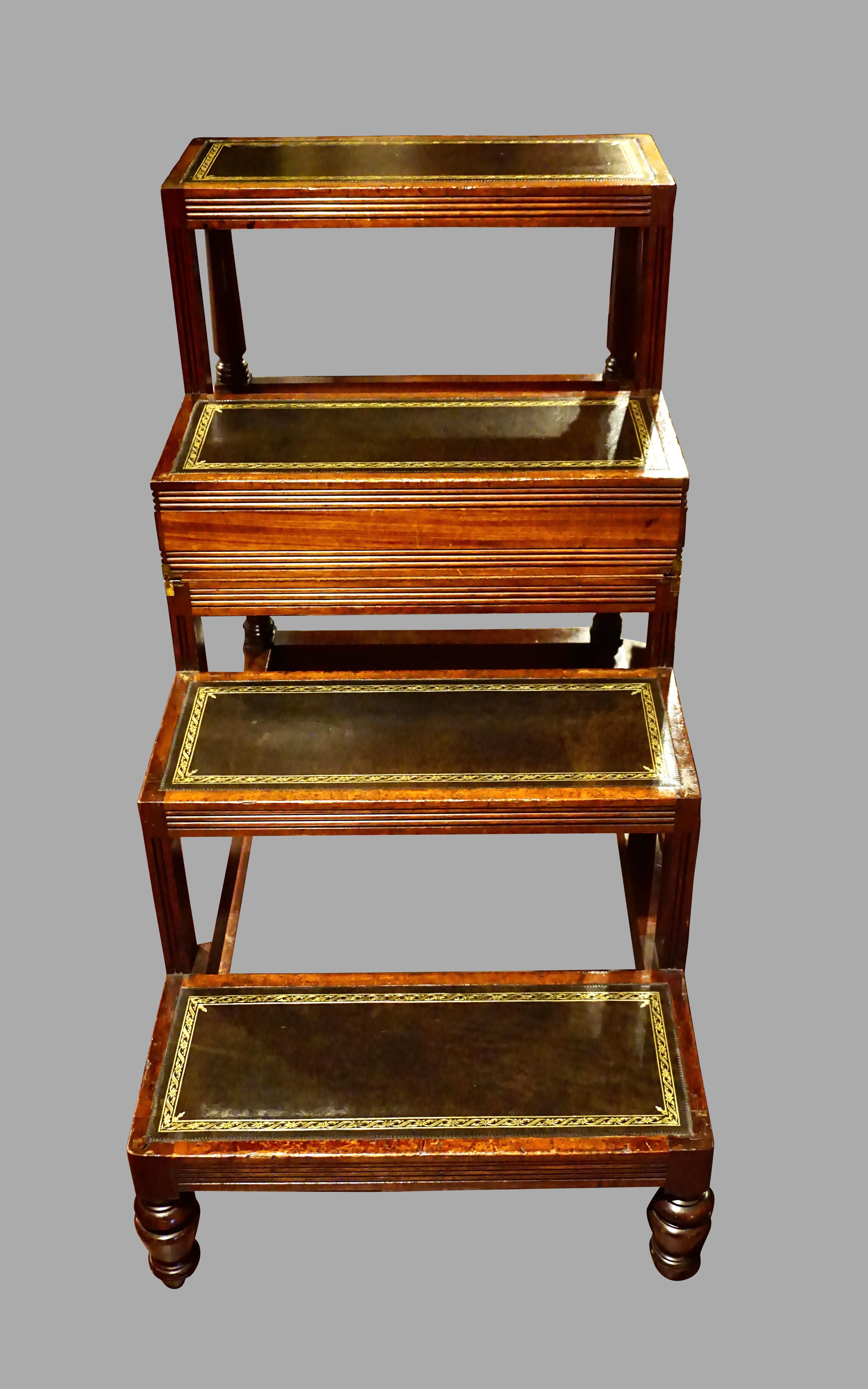 English Regency Style Metamorphic Library Table with Leather Lined Steps 2