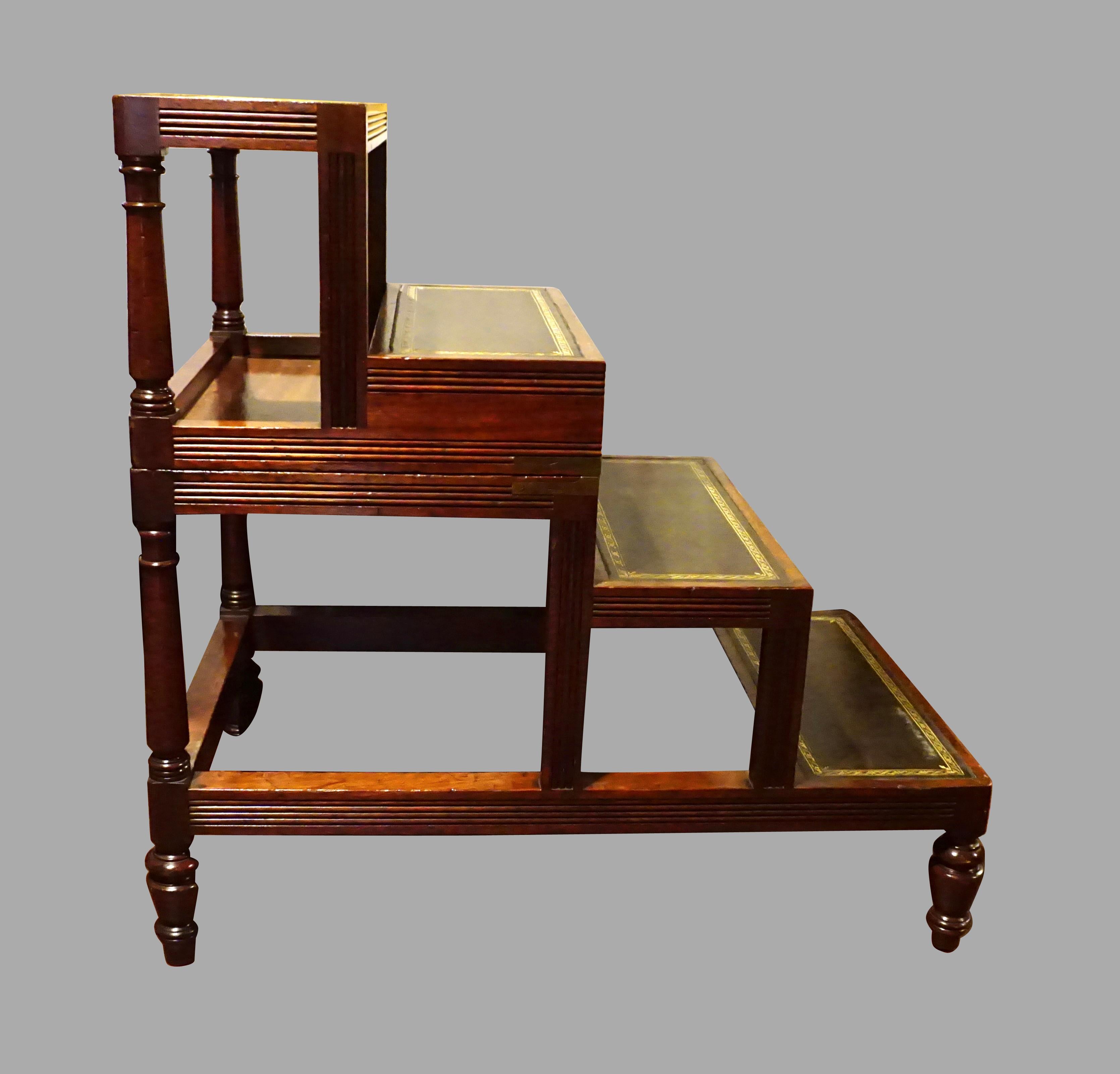 English Regency Style Metamorphic Library Table with Leather Lined Steps 5