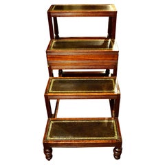 English Regency Style Metamorphic Library Table with Leather Lined Steps