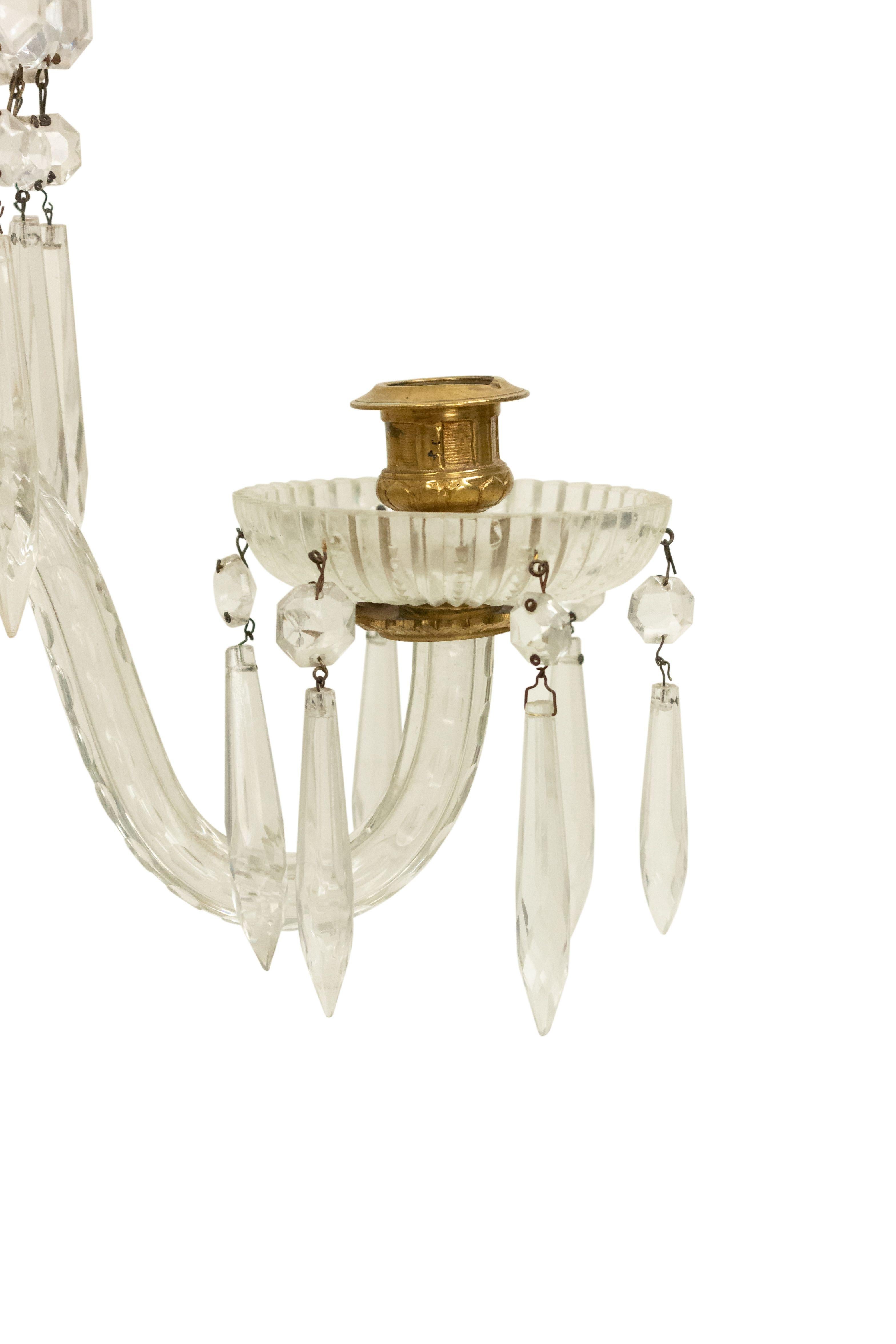 English Regency Style Monumental Crystal and Brass Tiered Wall Sconce For Sale 1