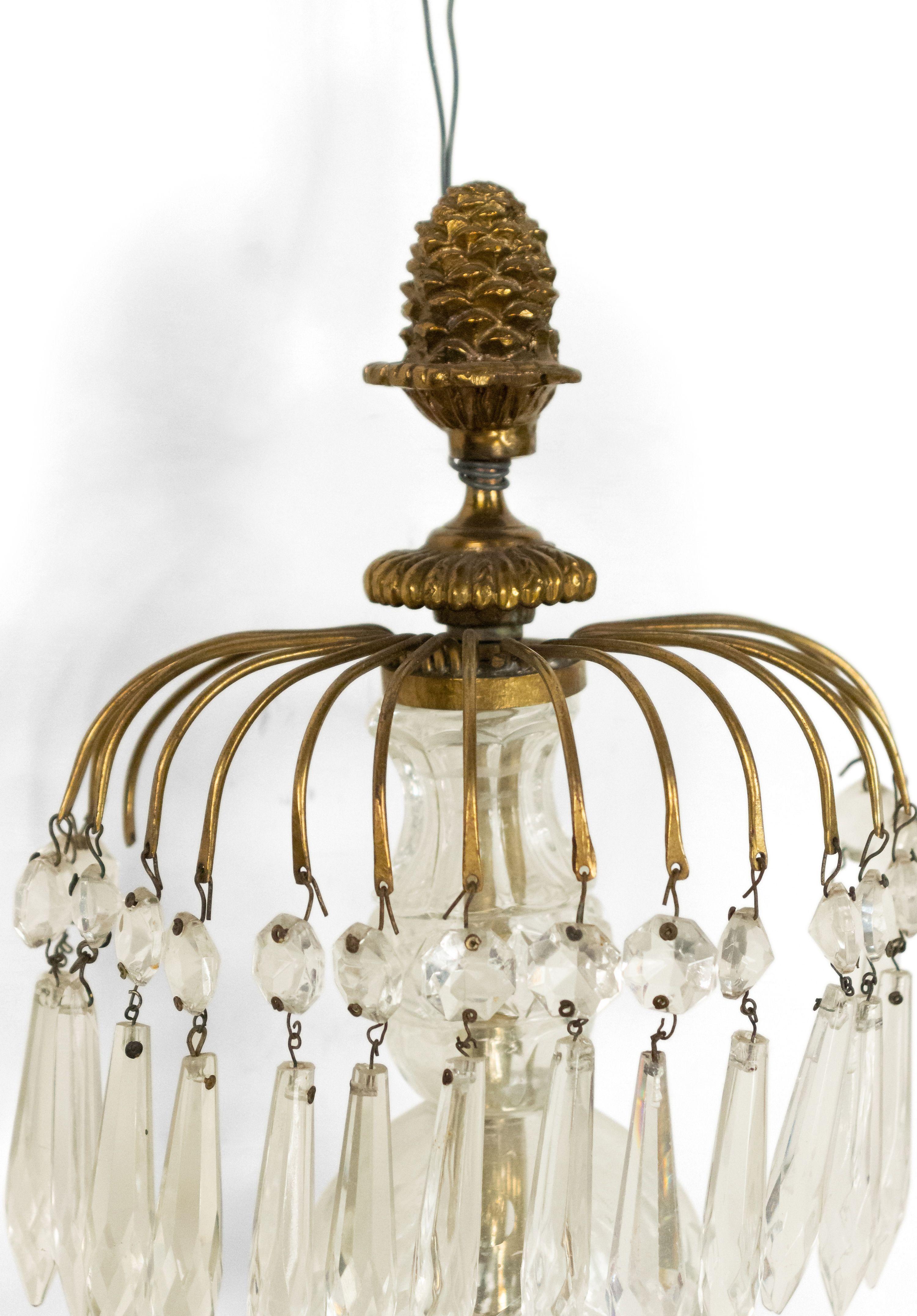 English Regency Style Monumental Crystal and Brass Tiered Wall Sconce For Sale 3