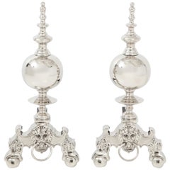 English Regency Style Nickel Andirons