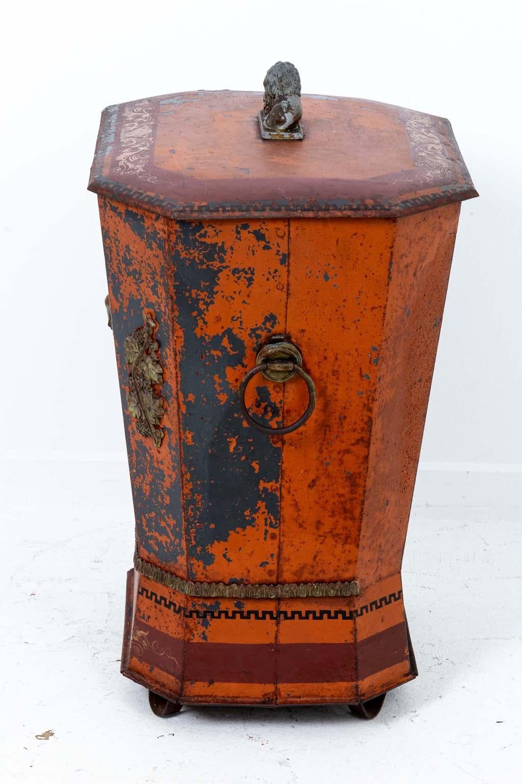 English Regency Style Painted Tole Coal Hod For Sale 1