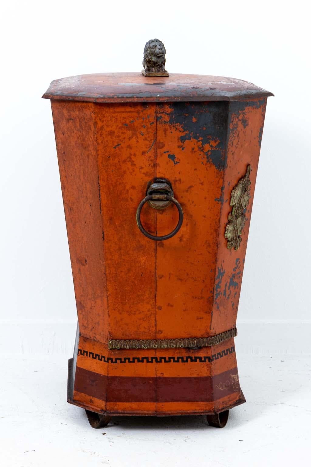 English Regency Style Painted Tole Coal Hod For Sale 4