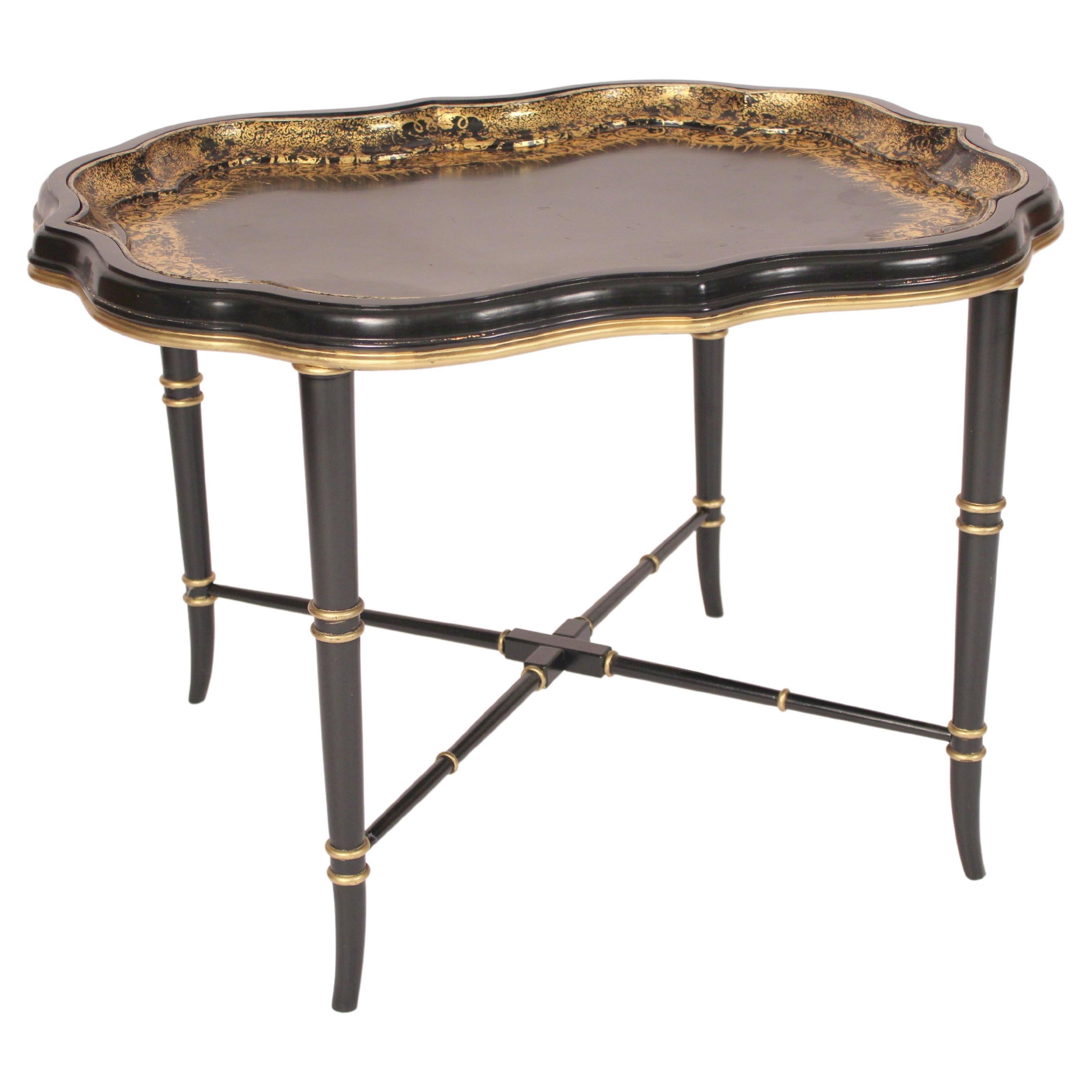 English Regency Style Paper Mache Tray Table For Sale