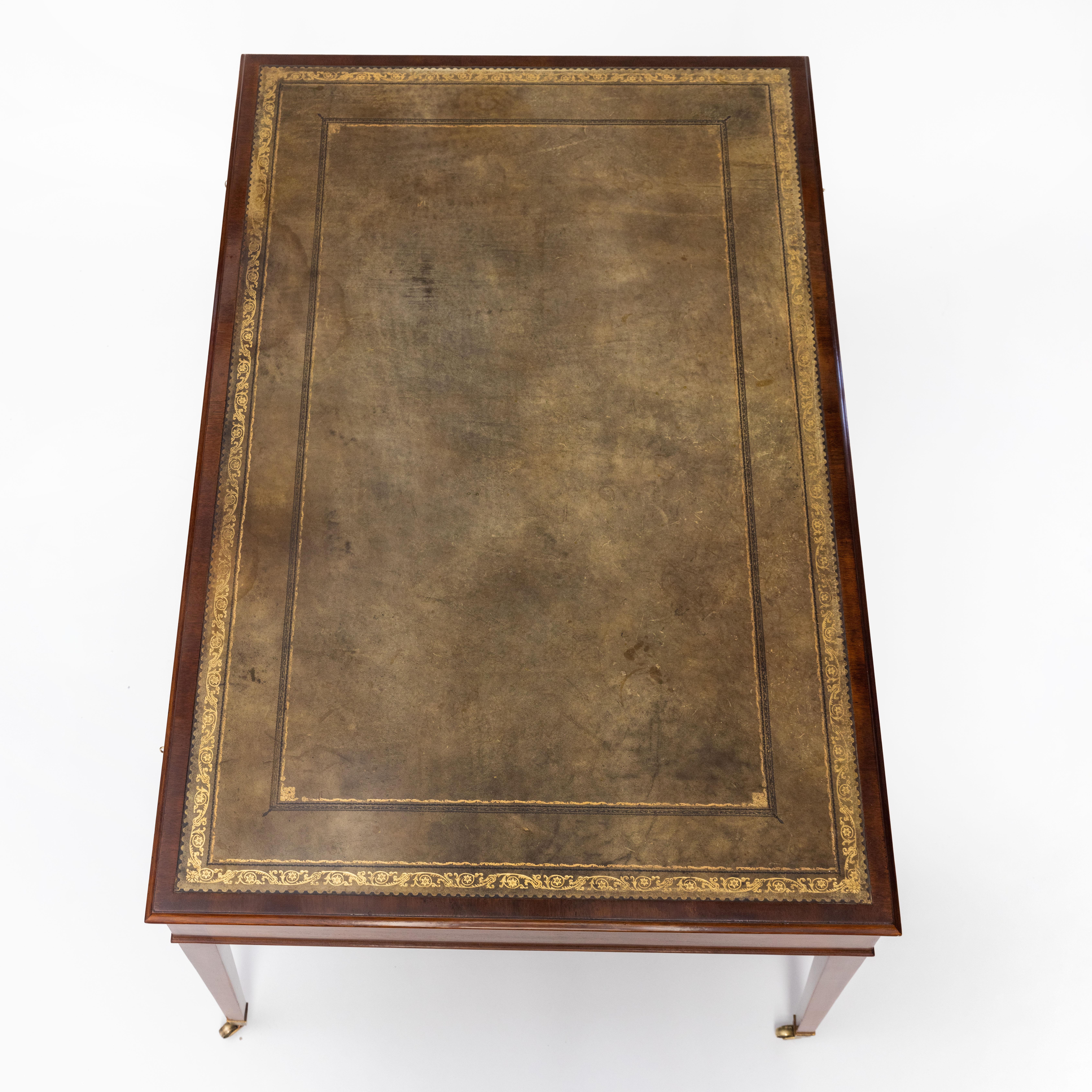 English Regency Style Partners Desk in Mahogany with Leather Top 2