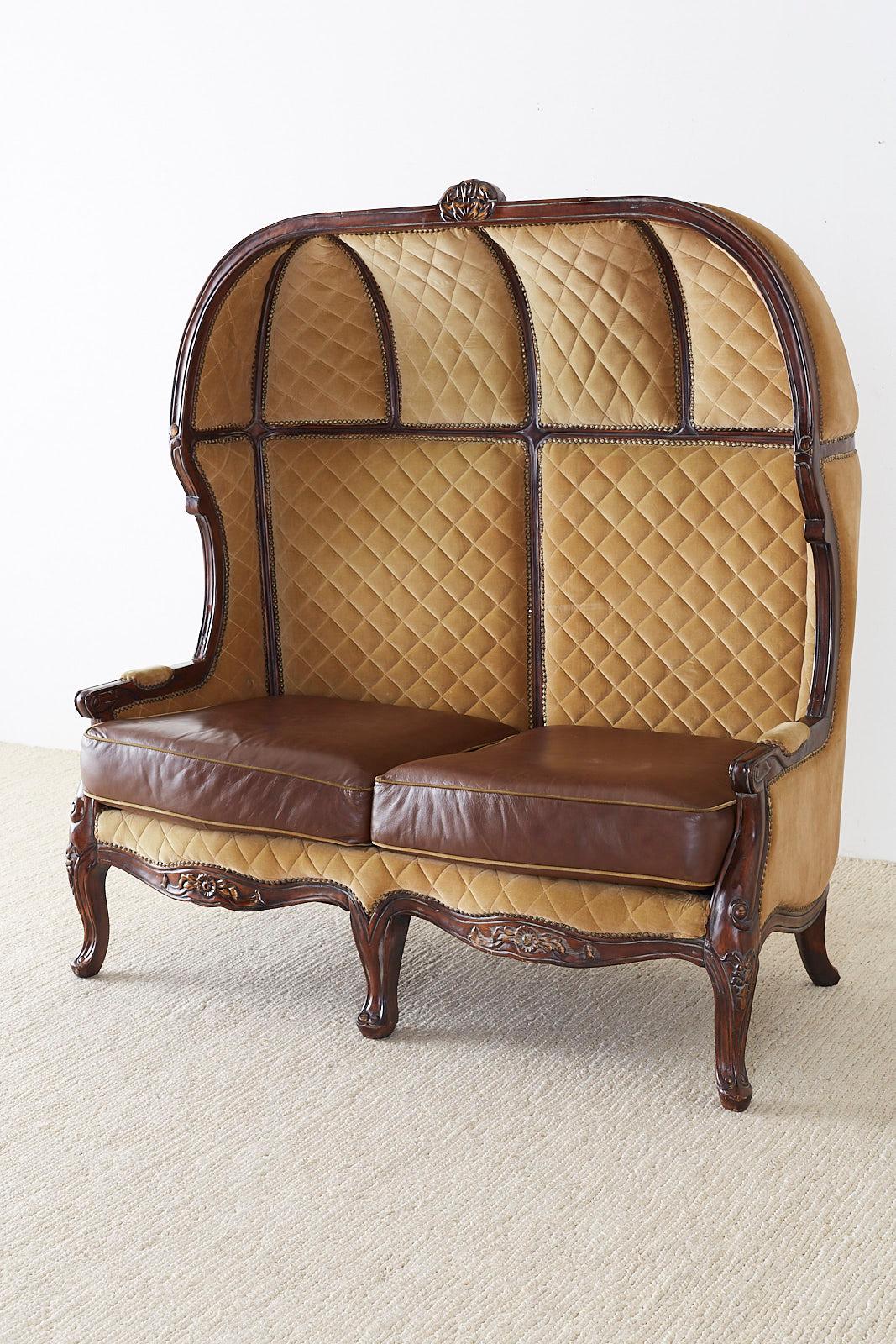 20th Century English Regency Style Porter's Settee or Canopy Settee
