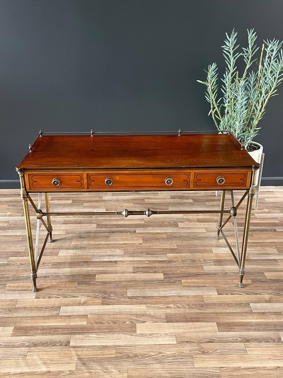 English Regency Style Rosewood & Brass Campaign Desk In Good Condition For Sale In Los Angeles, CA